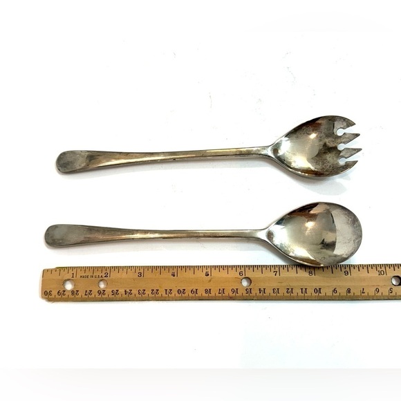 Vintage FB Rogers Italy Silver Plated Salad Serving Spoon and Fork 9 1/4" - Picture 2 of 6